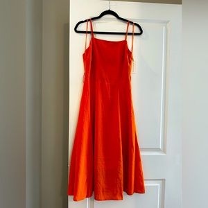 Moon River Orange Midi Dress